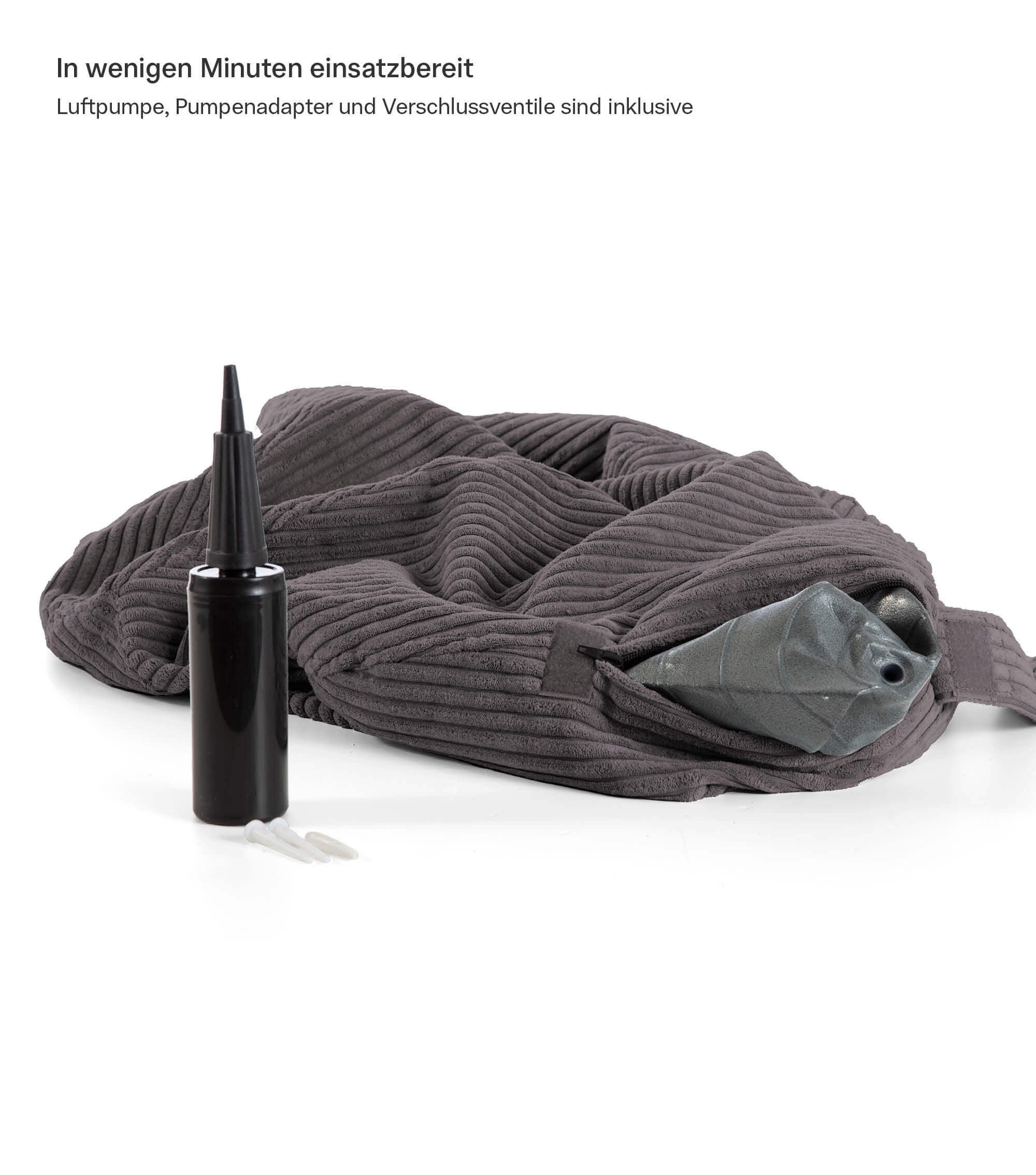 mokebo Sitzball Der Sportliche (mit Cordbezug), Made in Germany, ergonomischer Hocker, Büro, Homeoffice in Anthrazit