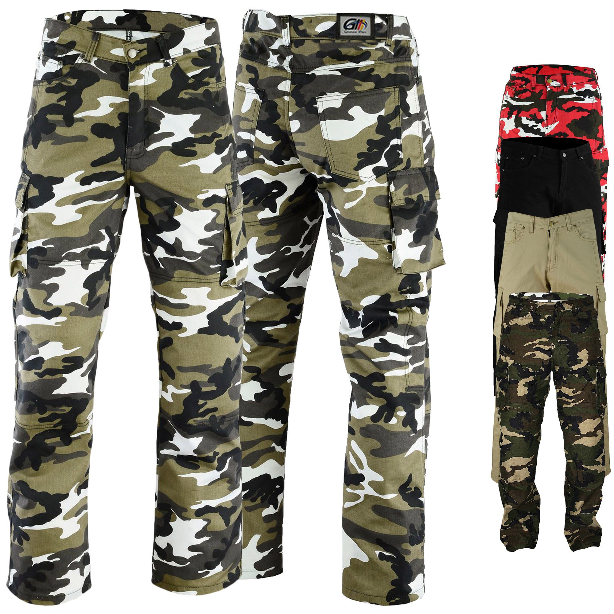 German Wear Motorradhose JEANS-003 Motorradjeans Biker Cargohose mit Schutz Aramidstoff & CE-Protektoren