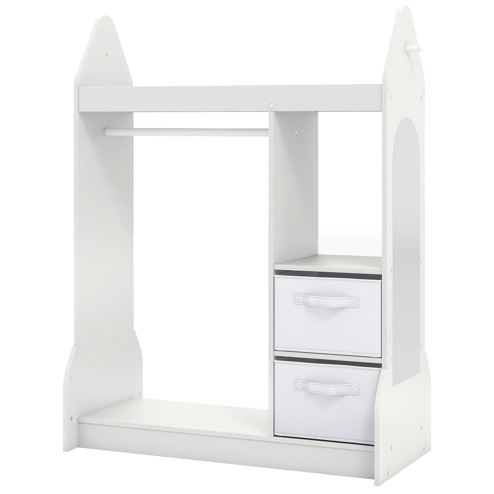 COSTWAY Kleiderständer, Kinderspiel-Kleiderschrank mit Acrylspiegel, Kleiderbügel