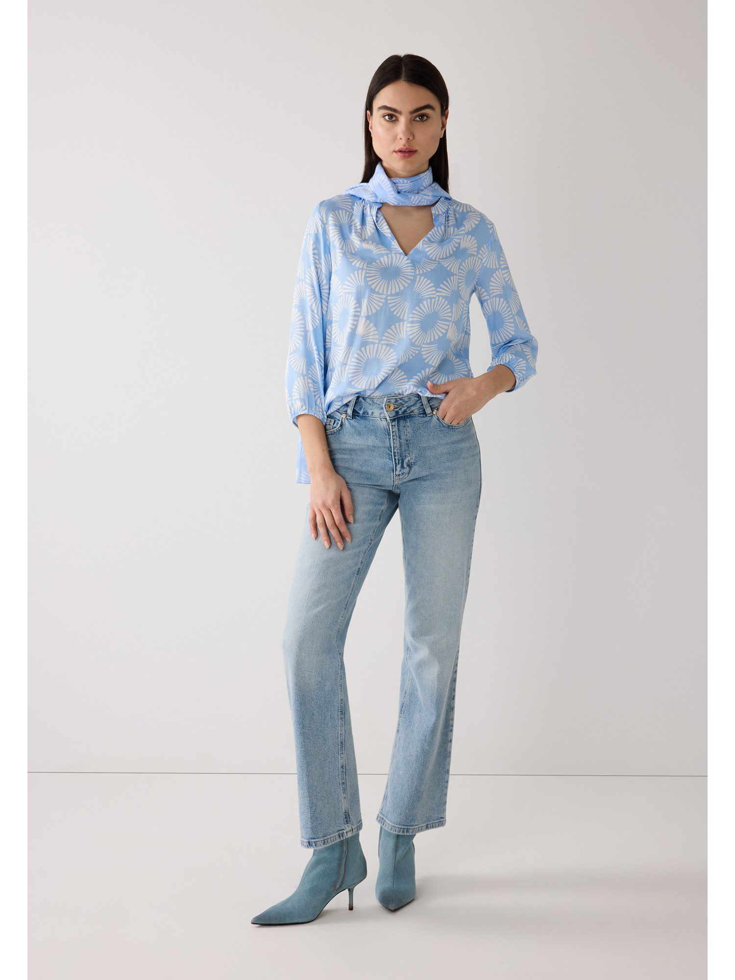 MORE&MORE Klassische Bluse Viskosebluse mit Print günstig online kaufen