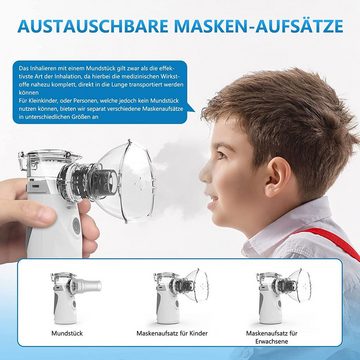 Aoucheni Mini-Inhalator Inhalator Vernebler Einstellbarer Sprühnebel mit 1 Mundstück 2 Maske, vollautomatischen Zerstäubungsbehandlung.