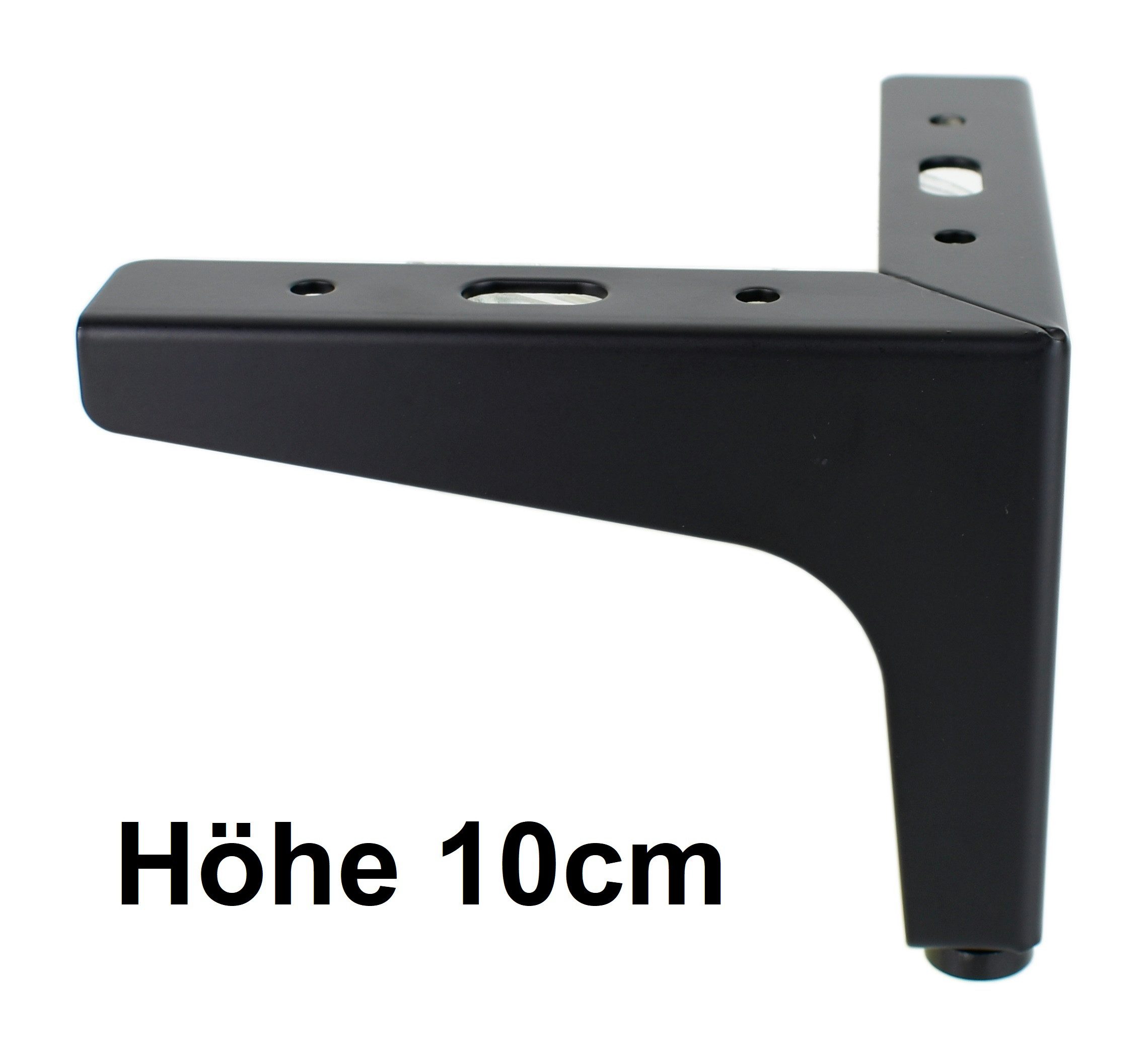 Prima-Online Möbelfuß Set Möbelfüße Stahl Eckig, Modern 10 / 12 / 13,5 cm Schwarz Matt Chrom, (4-St)