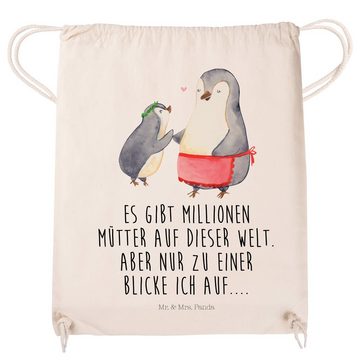 Mr. & Mrs. Panda Sporttasche Pinguin mit Kind - Transparent - Geschenk, Muttertag, Sportbeutel, Ta (1-tlg), Design trifft Funktion