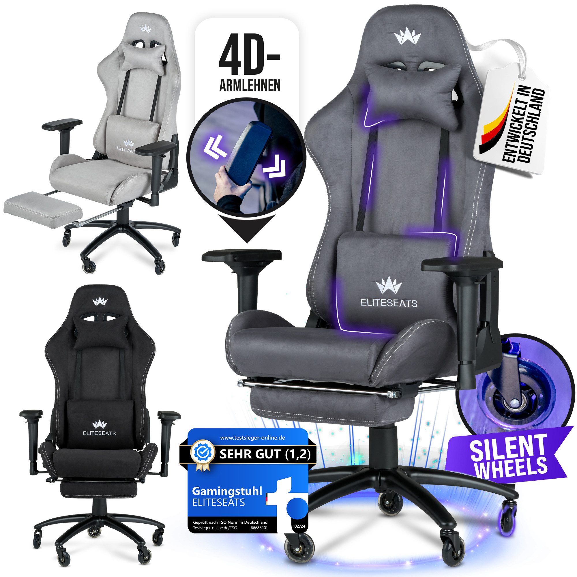 ELITESEATS Gaming-Stuhl Ergonomisch mit Fußstütze - günstig online kaufen