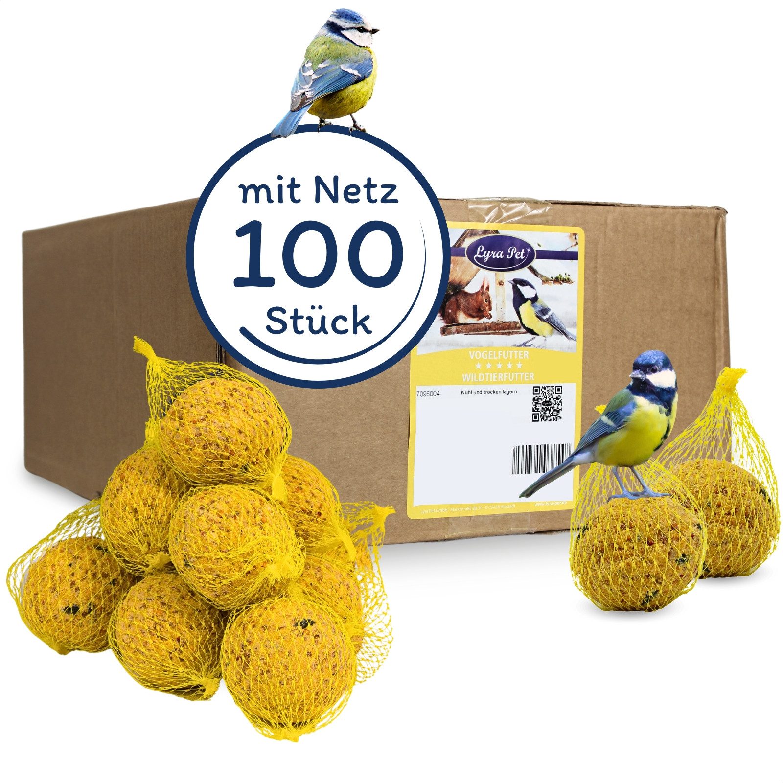 Lyra Pet 100 Stk. Lyra Pet® Meisenknödel Basic mit Netz à 90 g = 9 kg, für: Wildvogel