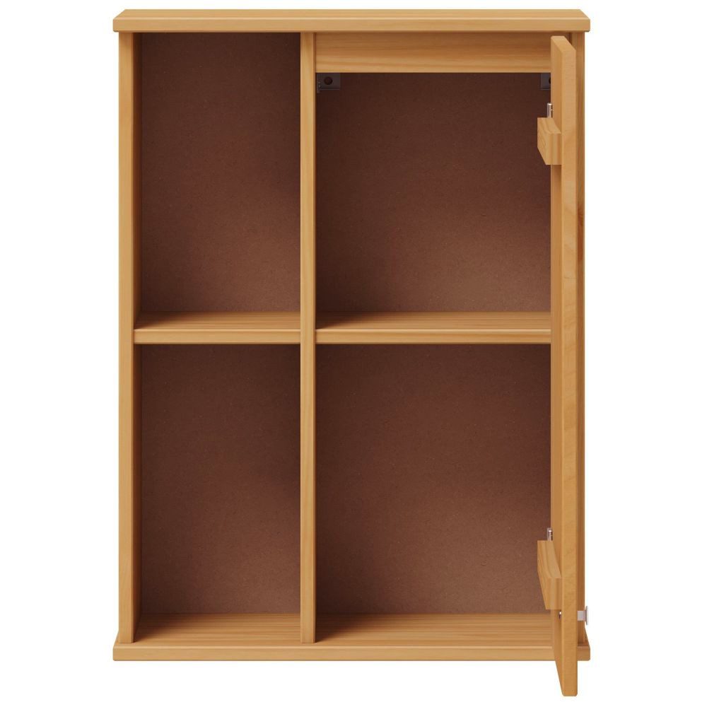Lomadox Hängeschrank WILLOW-69 Massivholz Kiefer eichefarbig lackiert Tür mit Rillendesign 52x70x21cm