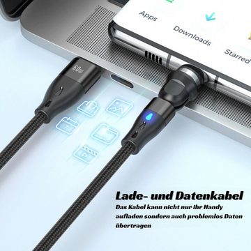 GreenHec 3 in 1 Magnet Kabel Schnelllade Datenkabel Android & iPhone 360° USB-Kabel, USB Typ A, USB Typ C, Lightning, Micro-USB (200 cm), Fast Charge Cable, 35W