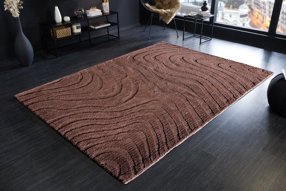 Teppich WAVE 240x170cm braun, riess-ambiente, rechteckig, Höhe: 10 mm,  Wohnzimmer · Webstoff · 3D-Effekt · Schlafzimmer · Modern Design