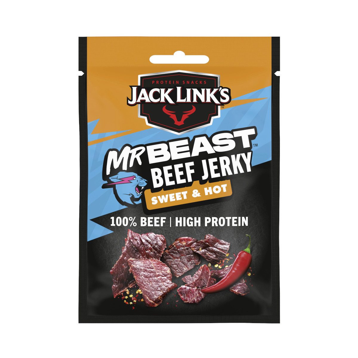 Jack-Links Fertiggericht, Jack Links Beef Jerky Sweet Hot gewürztes getrocknetes Rindfleisch 25g