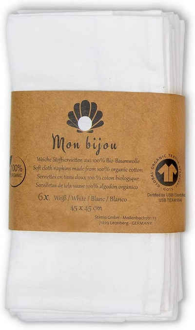 Mon Bijou Stoffserviette Stoffserviette aus Bio-Baumwolle, (6 St), 45 x 45 cm, nachhaltige 100% Bio-Baumwolle