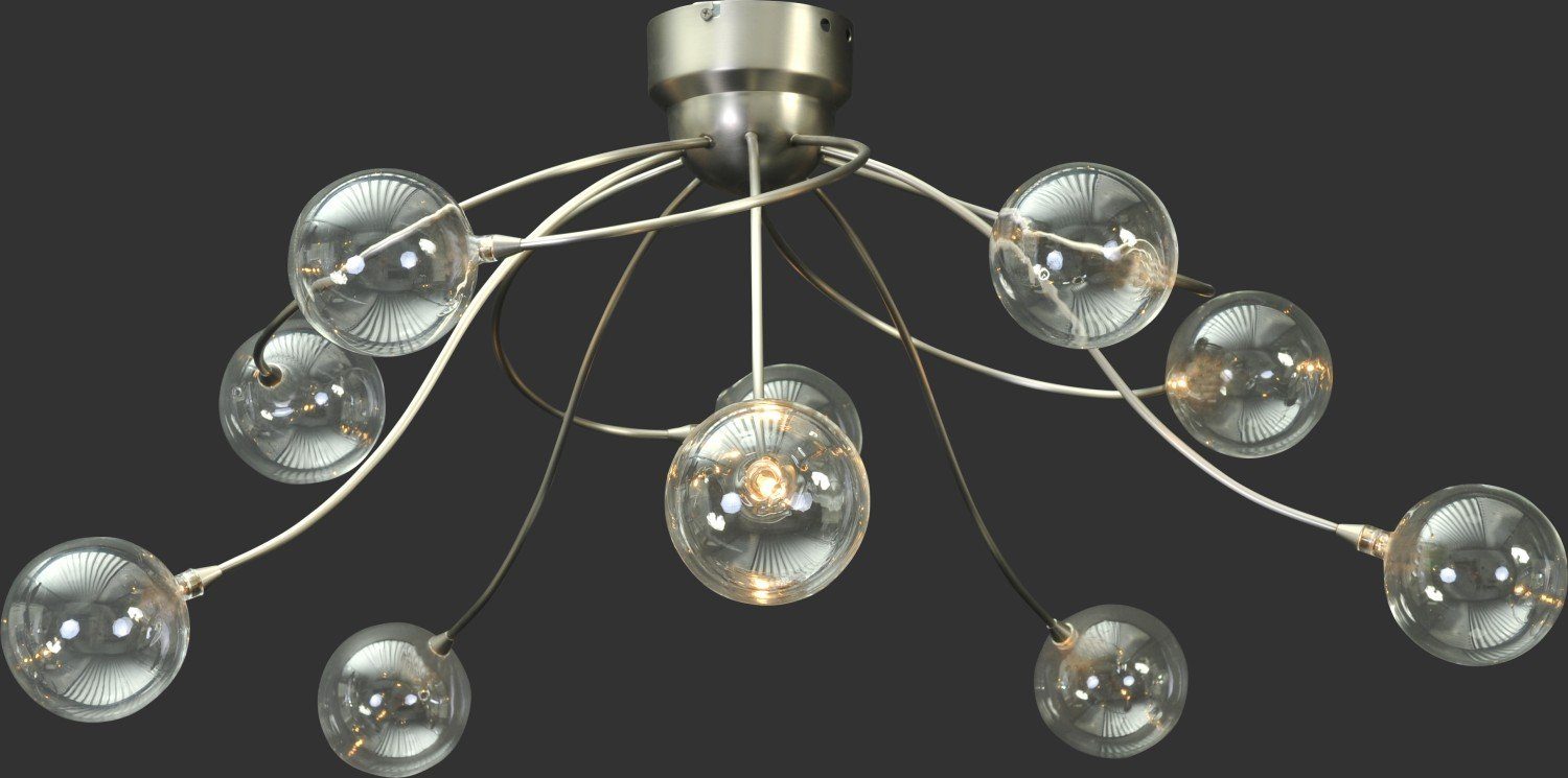 Deckenlampe K Deckenleuchte Glas cm LED integriert, MOLTO Nickel fest Licht-Erlebnisse Warmweiß, 3, Ø lm Metall LED 1500 2200 Modern 105