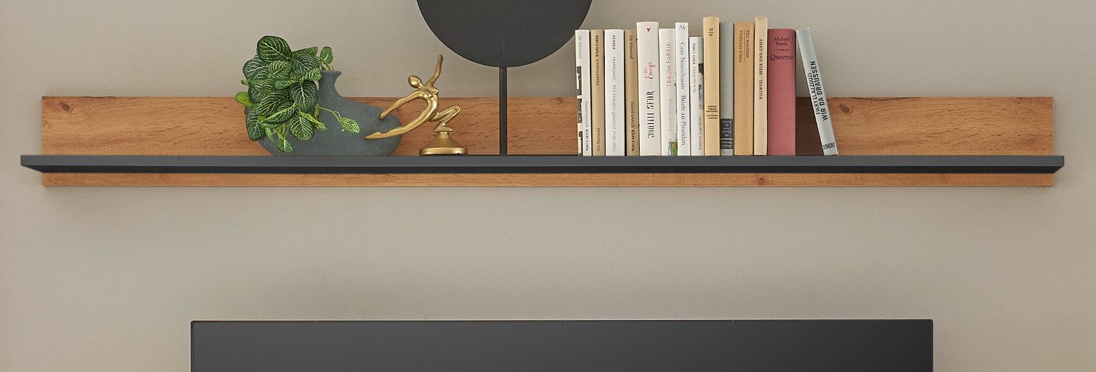 Furn.Design Wandboard Center, Wandregal in Eiche Evoke und grau, mit Rückwandpaneel
