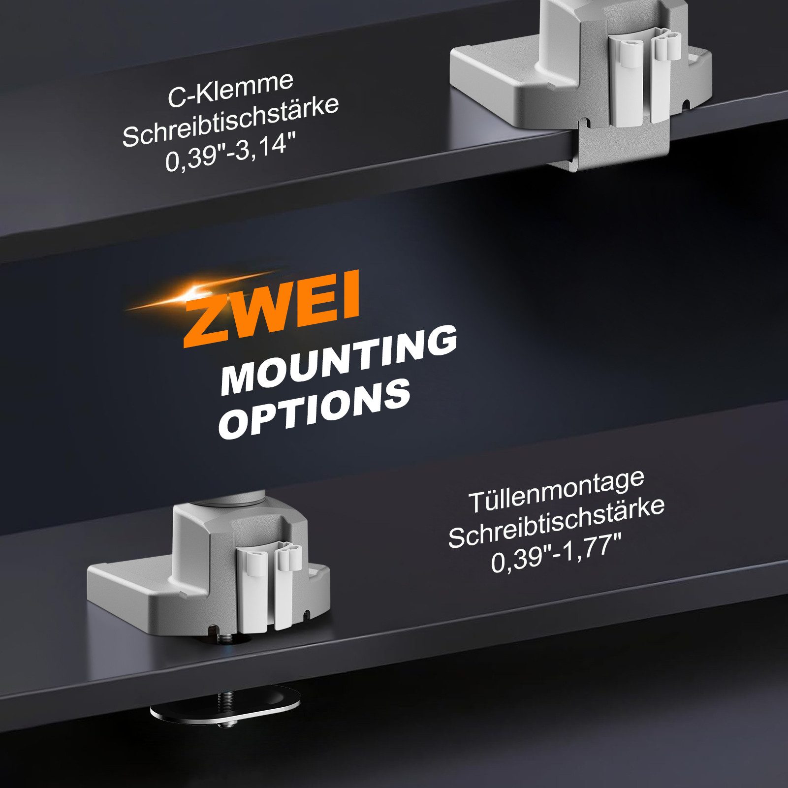 AOC Monitor-Halterung 17-32 Zoll, bis 9 kg, VESA 75x75-100x100,AM200, (bis 32 Zoll, Packung, neigbar,schwenkbar,drehbar,Gasdruckfeder,Kabelmanagement) – Bild 5 von 5