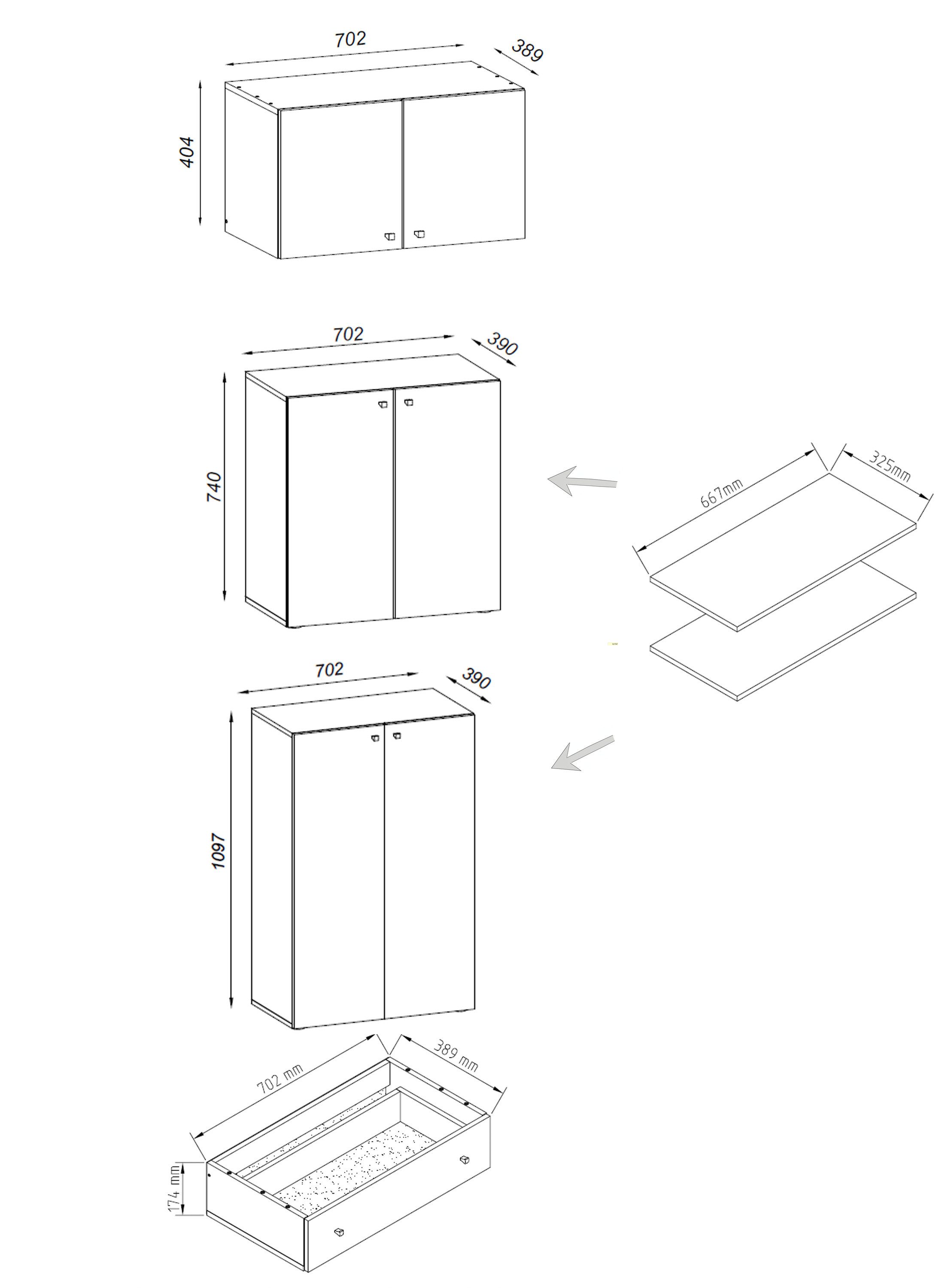 VCM Schuhschrank Lona XXL 9 DT AS 240x70x39cm