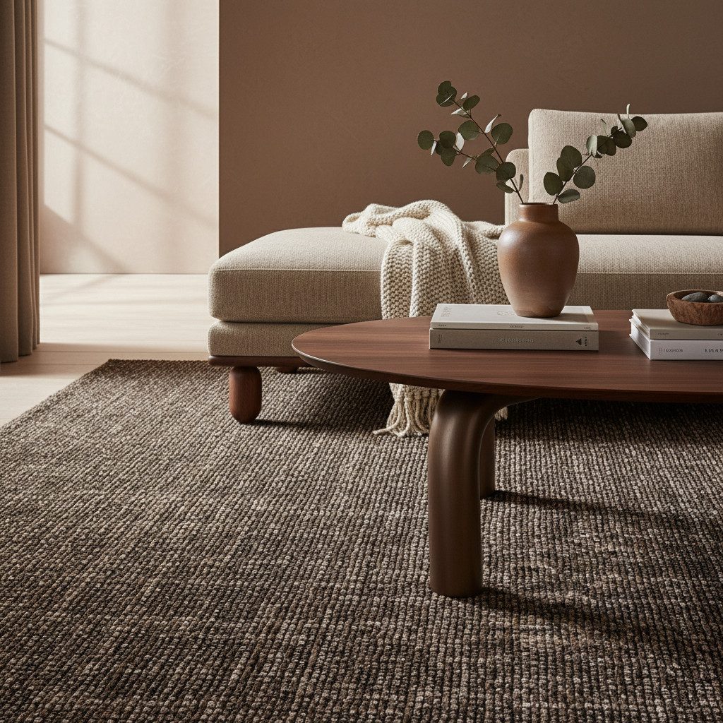KADIMA DESIGN Wollteppich KOFEL Wohnzimmer Waschbar Schlafzimmer Wohnzimmerteppich Esszimmer, Läufer, Höhe: 9 mm, Braun, 80x150 cm, Modern Esszimmerteppich Einf – Bild 5 von 5