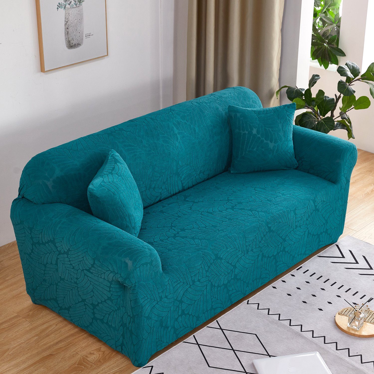 Unterseite HOMEIDEAS, Stretch-Sofa-Schonbezug Grün mit Sofahusse, elastischer