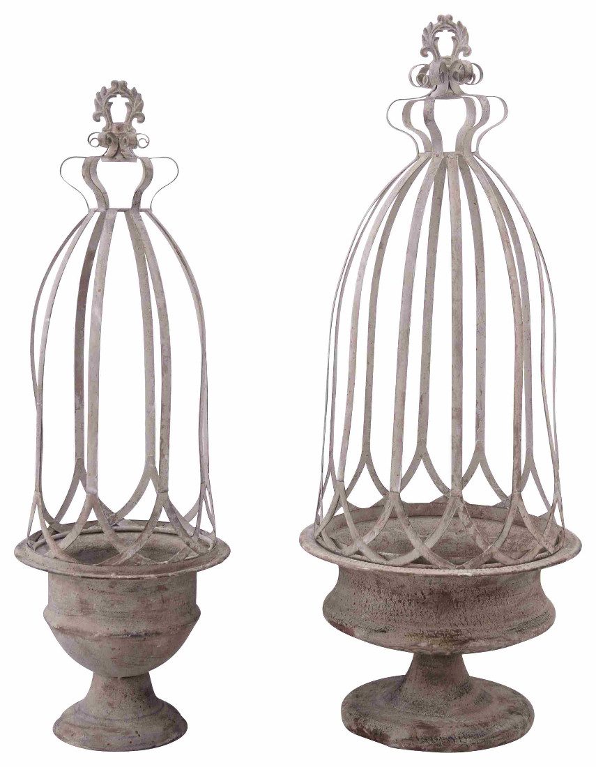 Pflanzschale Pflanztopf Metall ArtFerro 2er Set H48/76cm Shabby