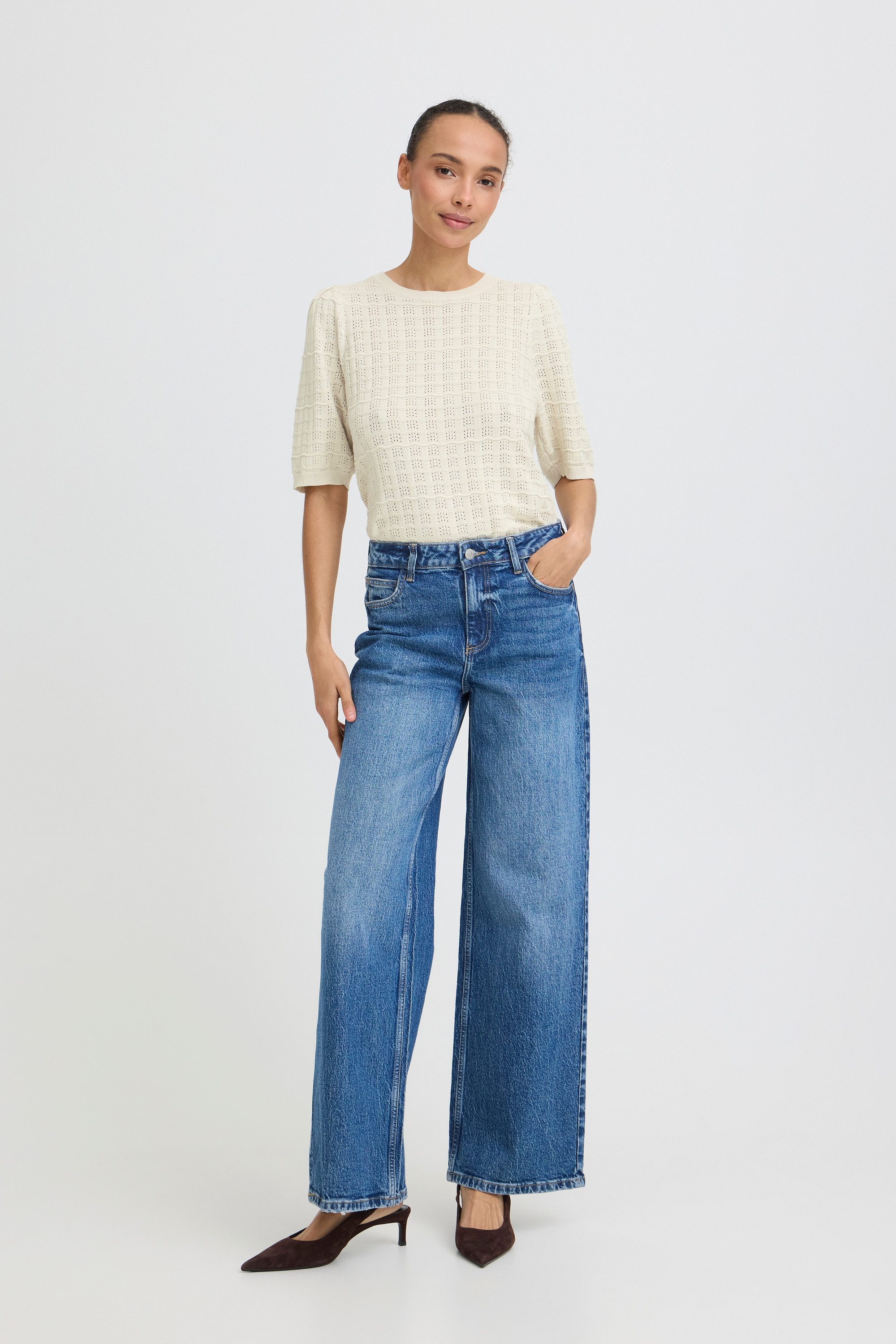 b.young Strickpullover Kurzarm-Bluse BYMULINA