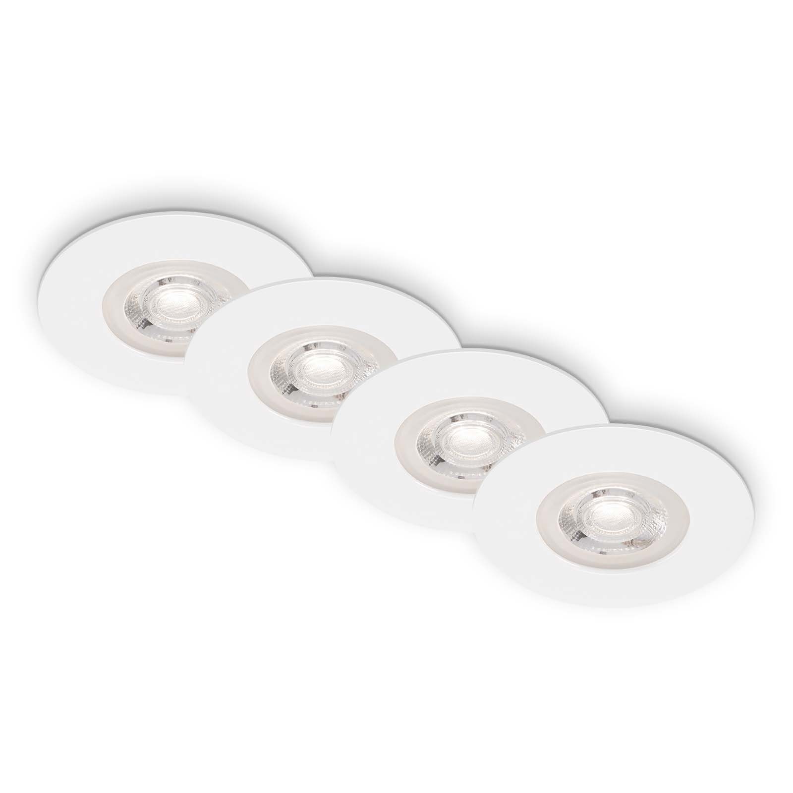 Briloner Leuchten LED Einbauleuchte 7999-046, LED fest verbaut, Warmweiß, 4er Set, ultraflach, IP44, Warmweiß 3000K, weiß, 4, 9W  480lm