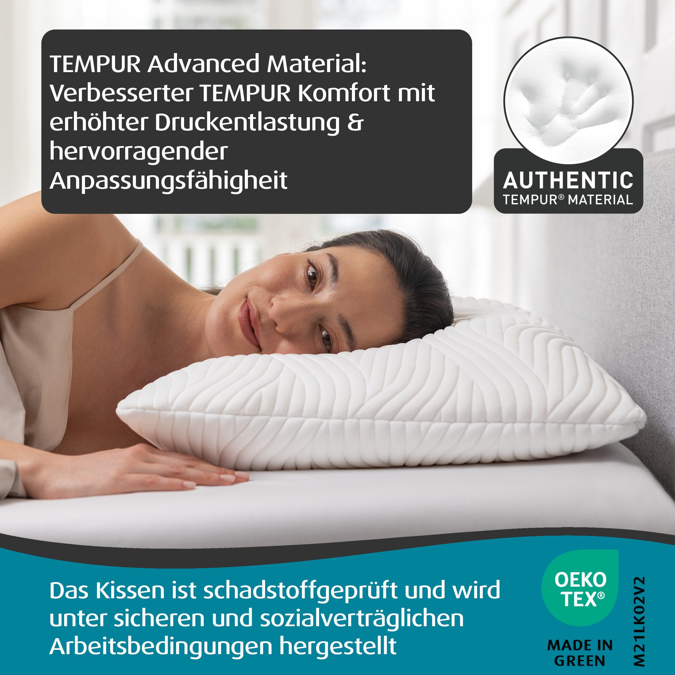 TEMPUR Schlafkissen TEMPUR® Comfort Medium mittelfestes Memory Foam Kopfkissen, Memory Foam, druckentlastend – Bild 4 von 5