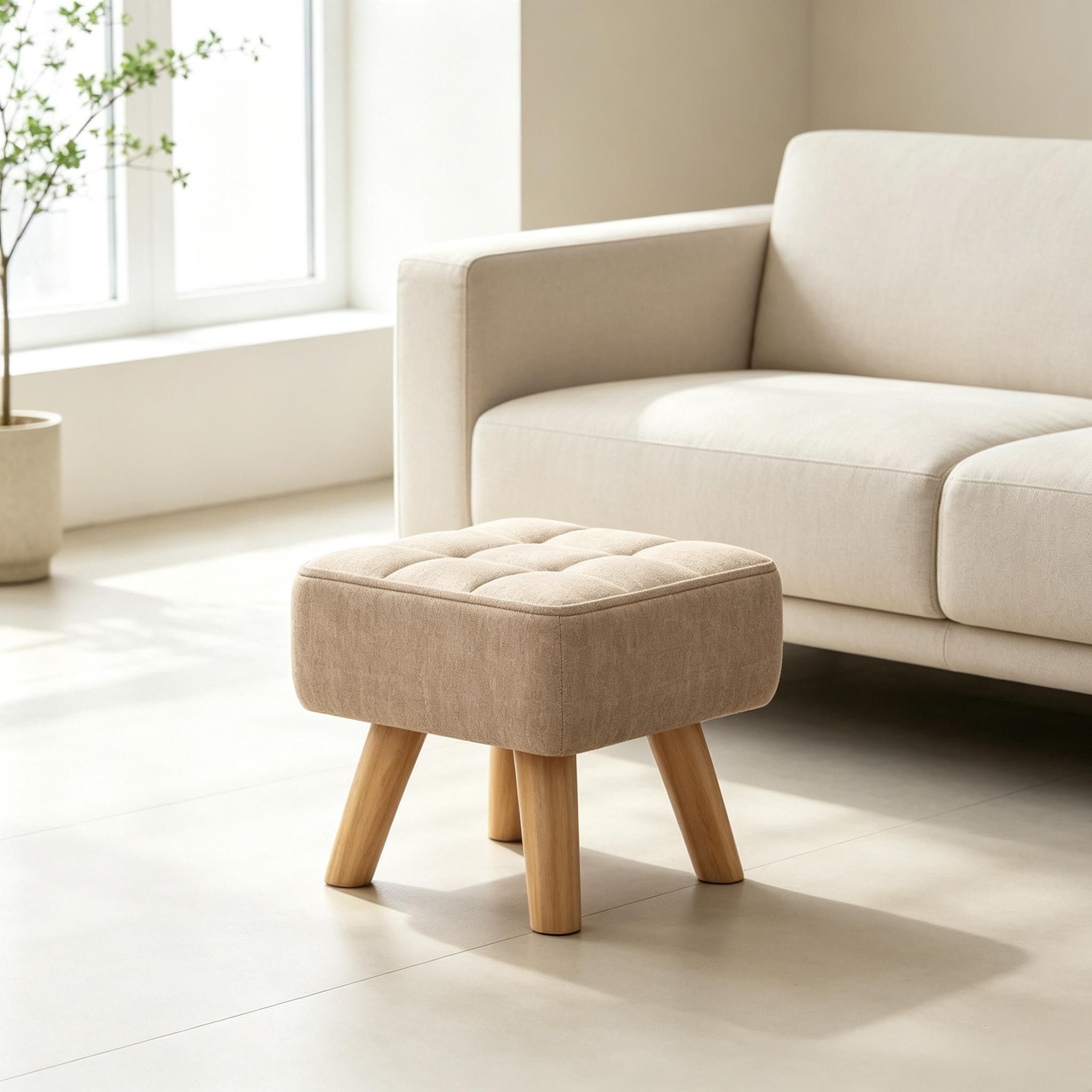 ibettertec Sitzhocker Bequemer Hocker mit gepolsterter Sitzfläche,Stabiler Schemel