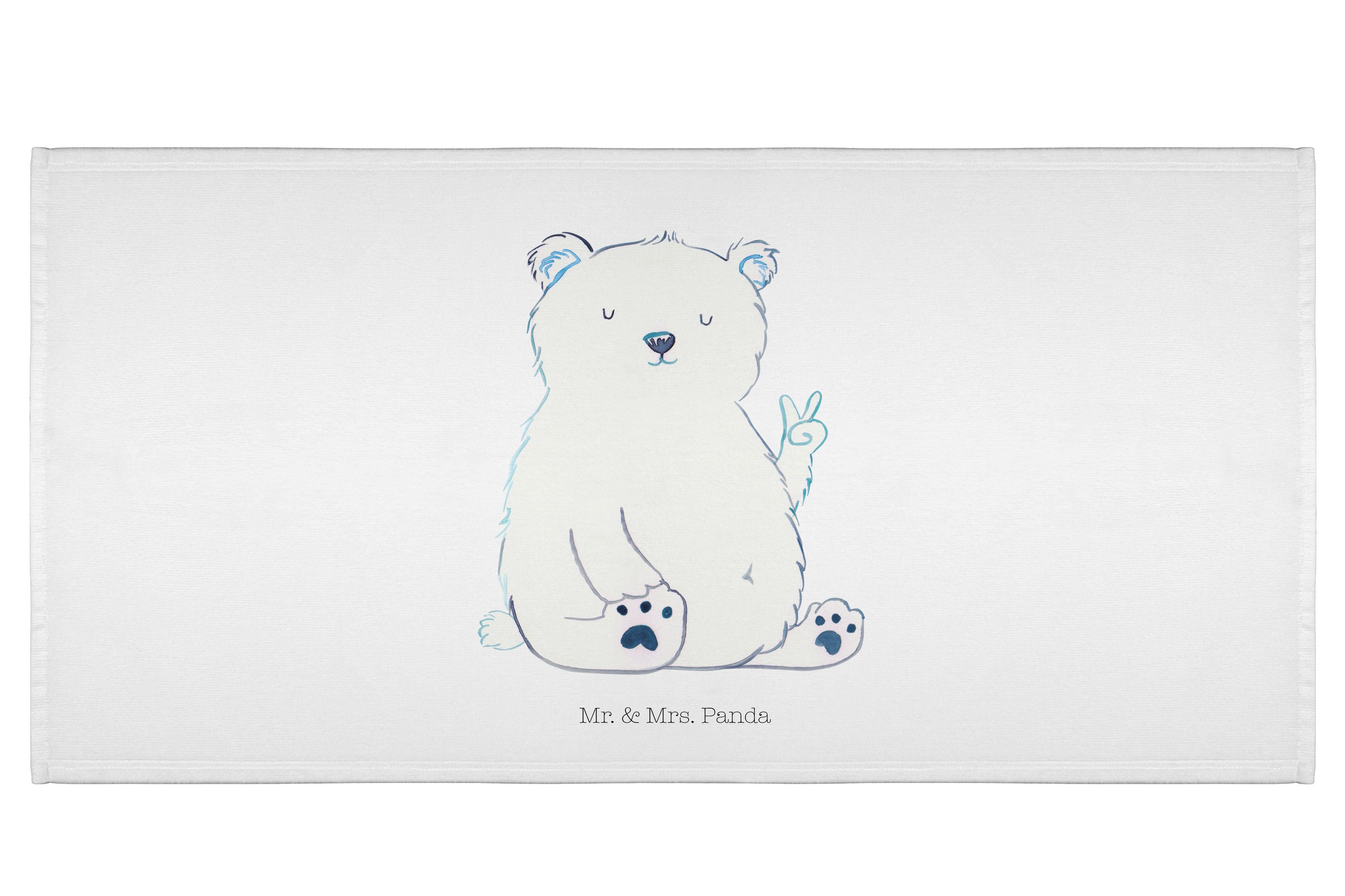 Mr. & Mrs. Panda Handtuch Eisbär Faul - Weiß - Geschenk, Kinder, Relaxen, Handtuch, Handtücher, (1-St)