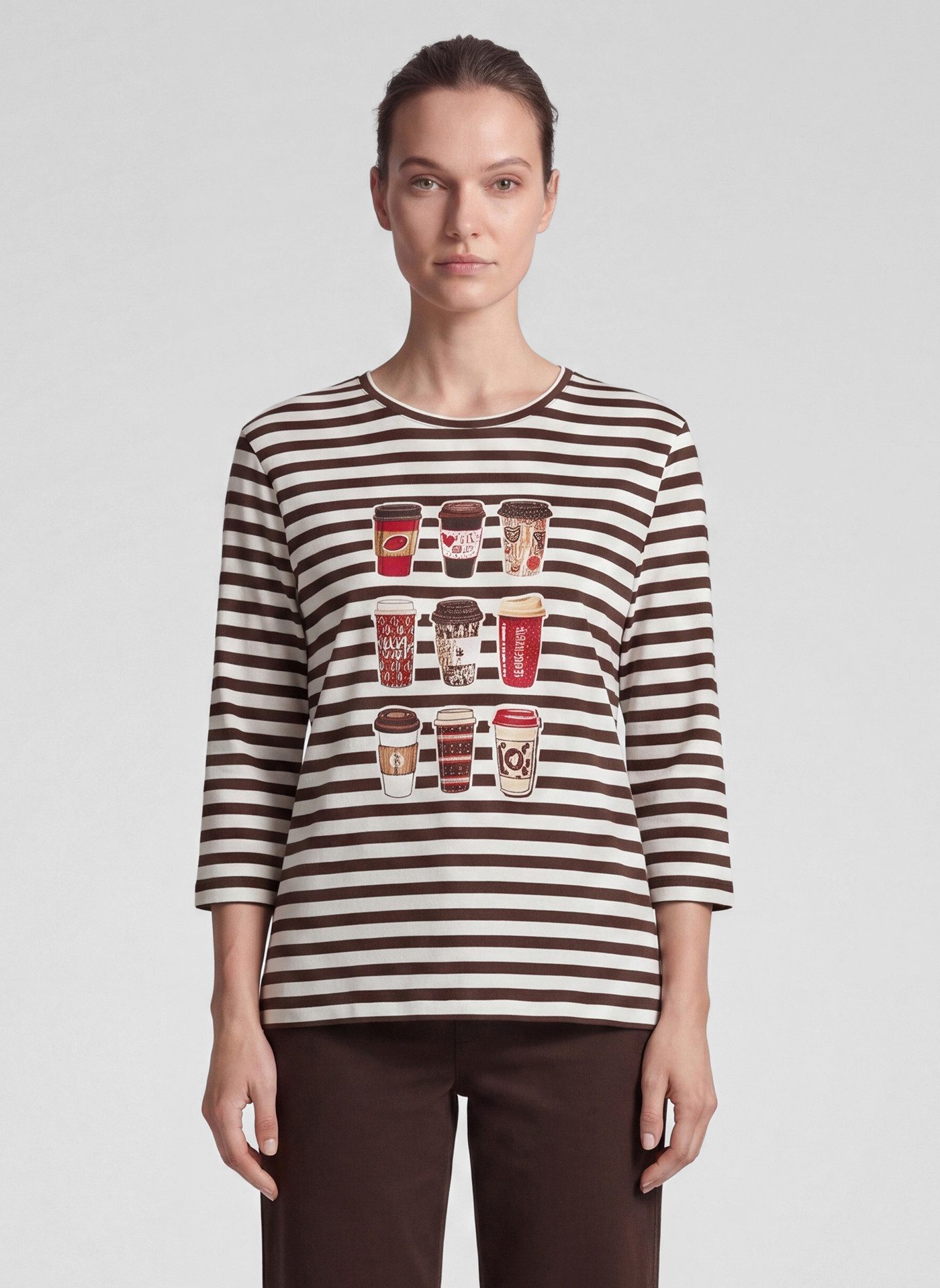 Rabe 3/4-Arm-Shirt mit Streifen-Muster - Print und Glitzersteinen