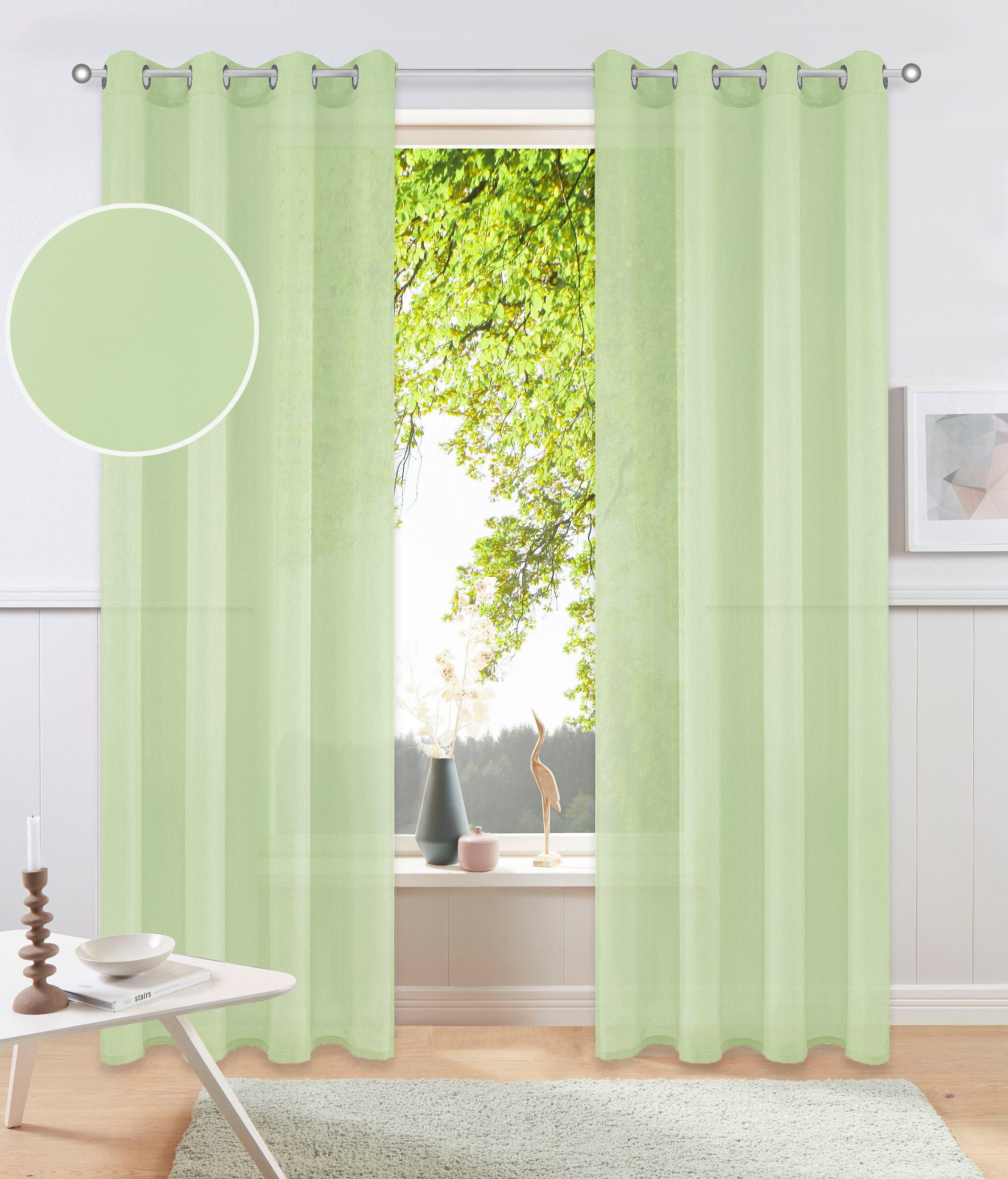 OTTO home Gardine XANA (1 St), Ösen, transparent, Voile, Bestseller, einfarbig, 1 bzw. 2er Set, pflegeleicht, Bestseller!