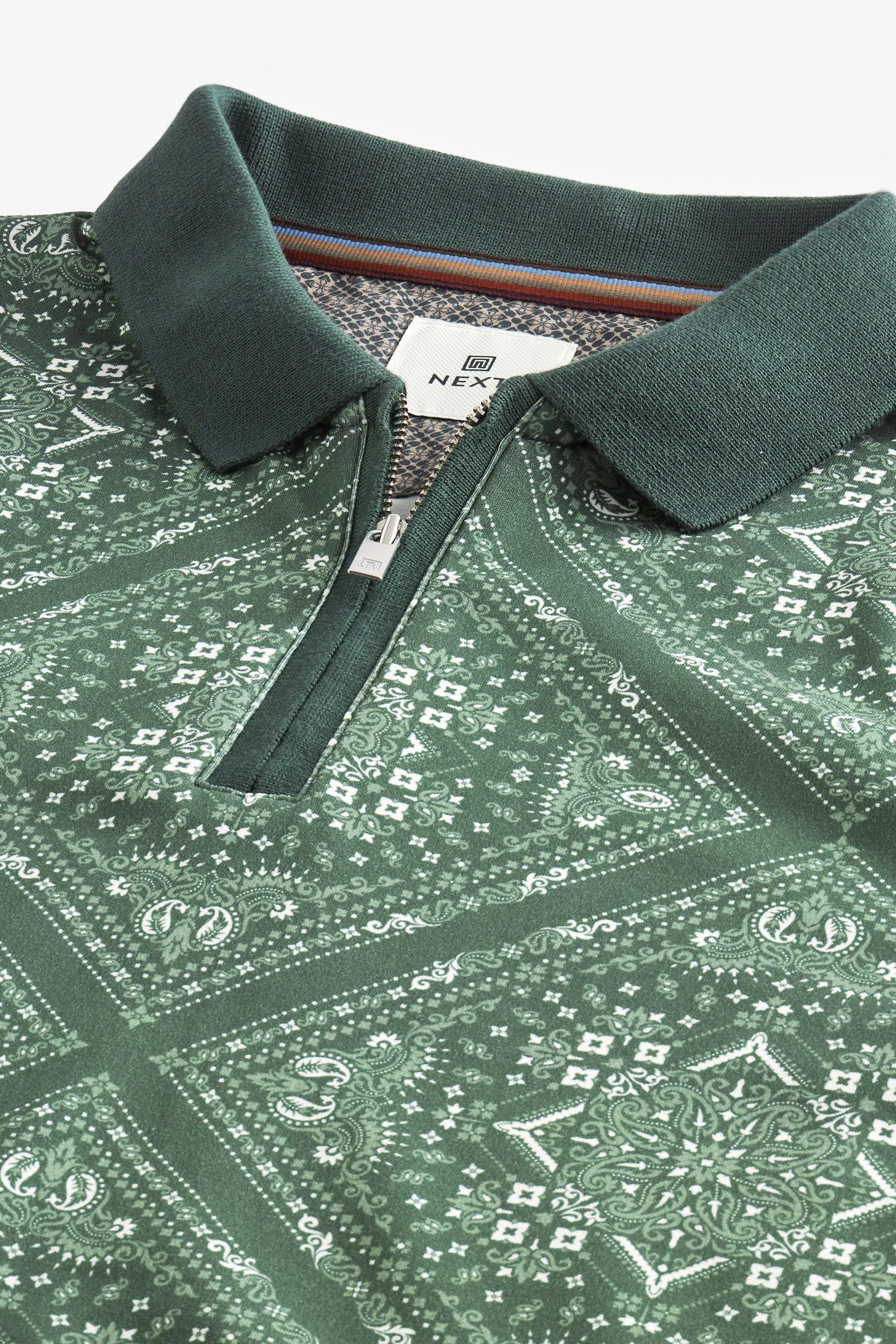 Next Poloshirt Geoprint mit Green Polo-Shirt Tile (1-tlg)