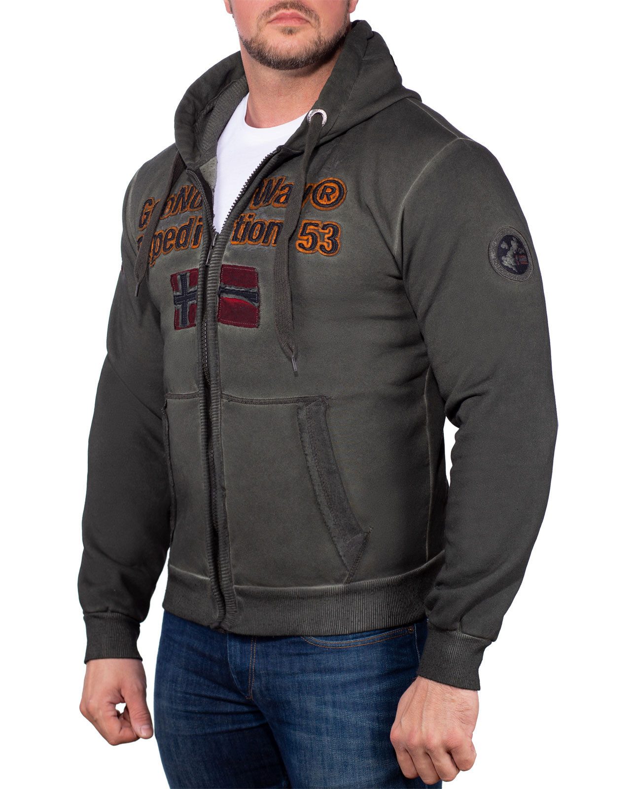 Geo Norway Sweatjacke Herren Regular Fit Jacke bagimdo mit Kapuze und Kordelzug