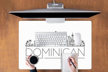 MuchoWow Gaming Mauspad Skyline "Dominikanische Republik" auf weißem Hintergrund (1-St), Büro für Tastatur und Maus, Mousepad Gaming, 90x60 cm, XXL, Großes