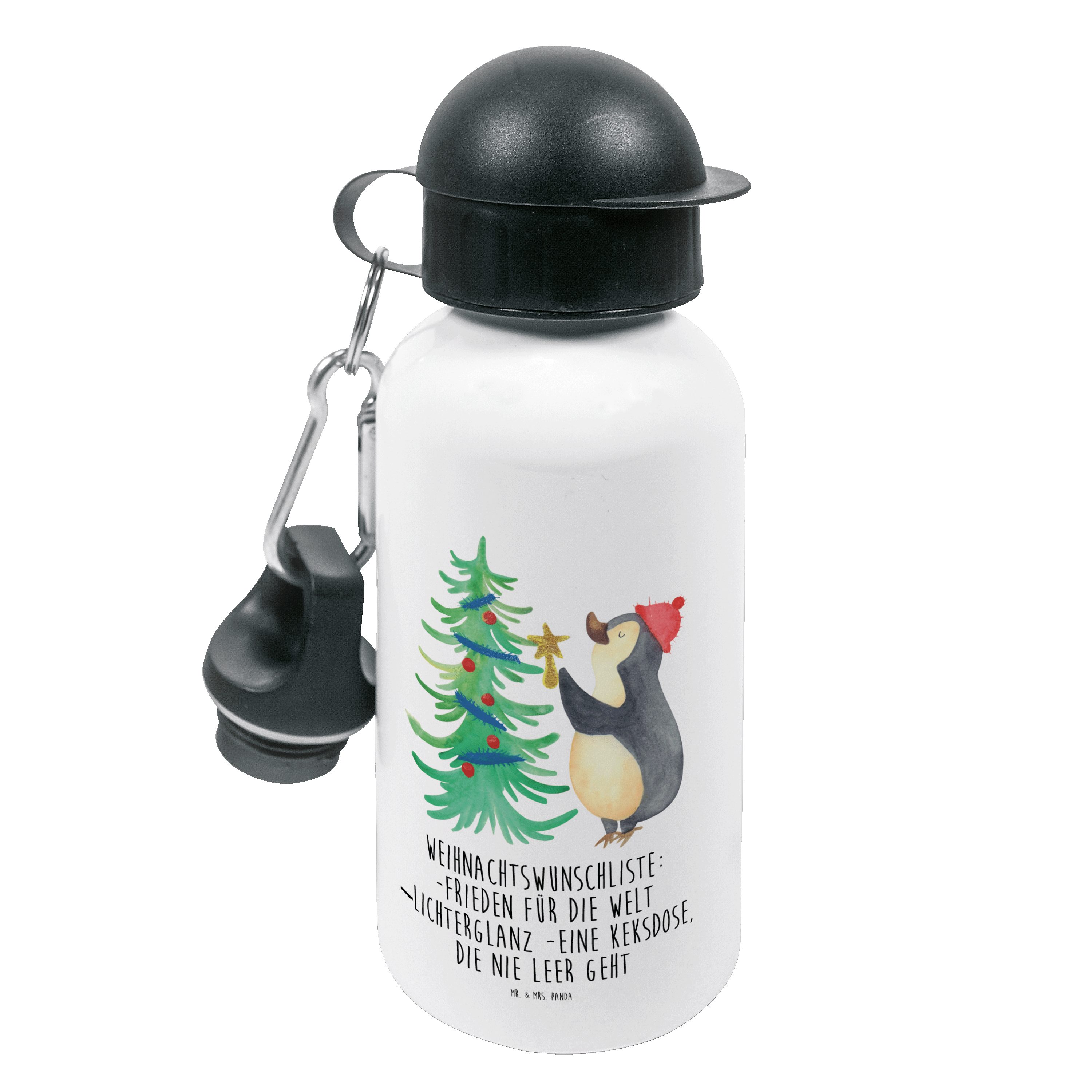 Mr. & Mrs. - Weihnachtsbaum Pinguin Panda Kindertrinkfl - Trinkflasche, Geschenk, Trinkflasche Weiß