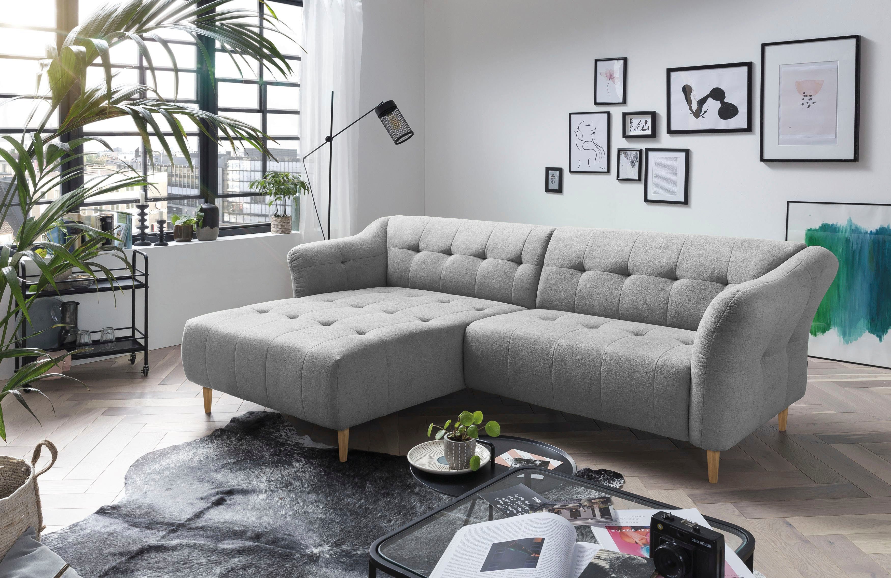 - frei Holzfüßen, im Raum Soraya, exxpo fashion Ecksofa stellbar mit sofa