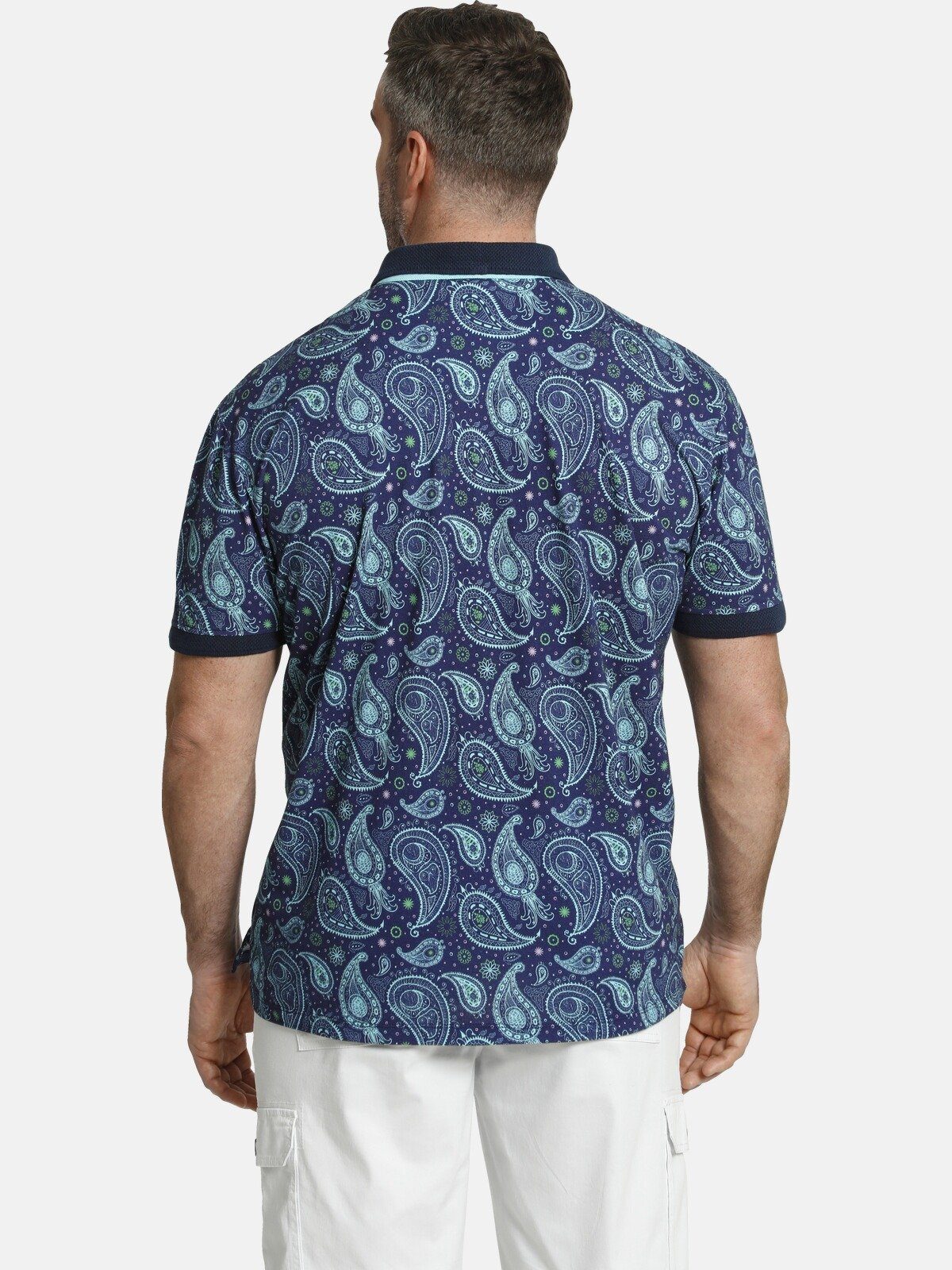 Charles Colby Poloshirt EARL Fit SUITBERT Comfort Muster, blau Paisley