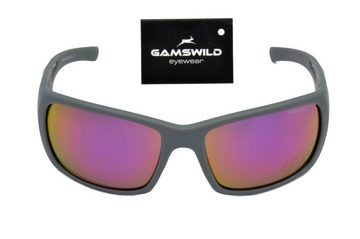 Gamswild Skibrille UV400 Sonnenbrille Fahrradbrille verbreiterter Bügel Damen, Herren Unisex Modell WS8132 in blau-orange