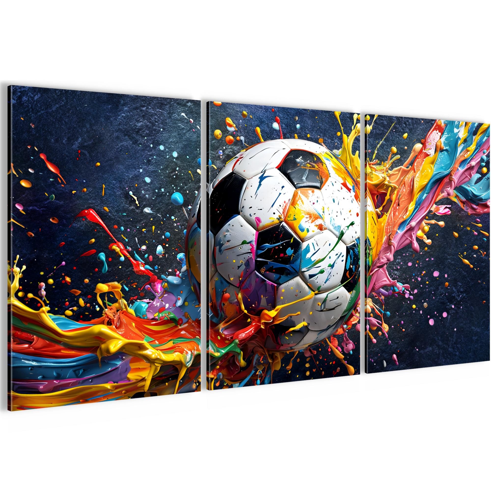 Runa Art Wandbild Bilder Spielkonsole Gamer auf Vlies Leinwand Bunt Modern 0555, Fussball, 30 x 40 cm - 3 Bilder
