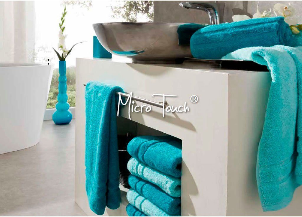 Micro extrem Touch, & (1-St), 100% Baumwolle Walkfrottee grau Egeria Handtuch flauschig, saugfähig Streifenbordüre,