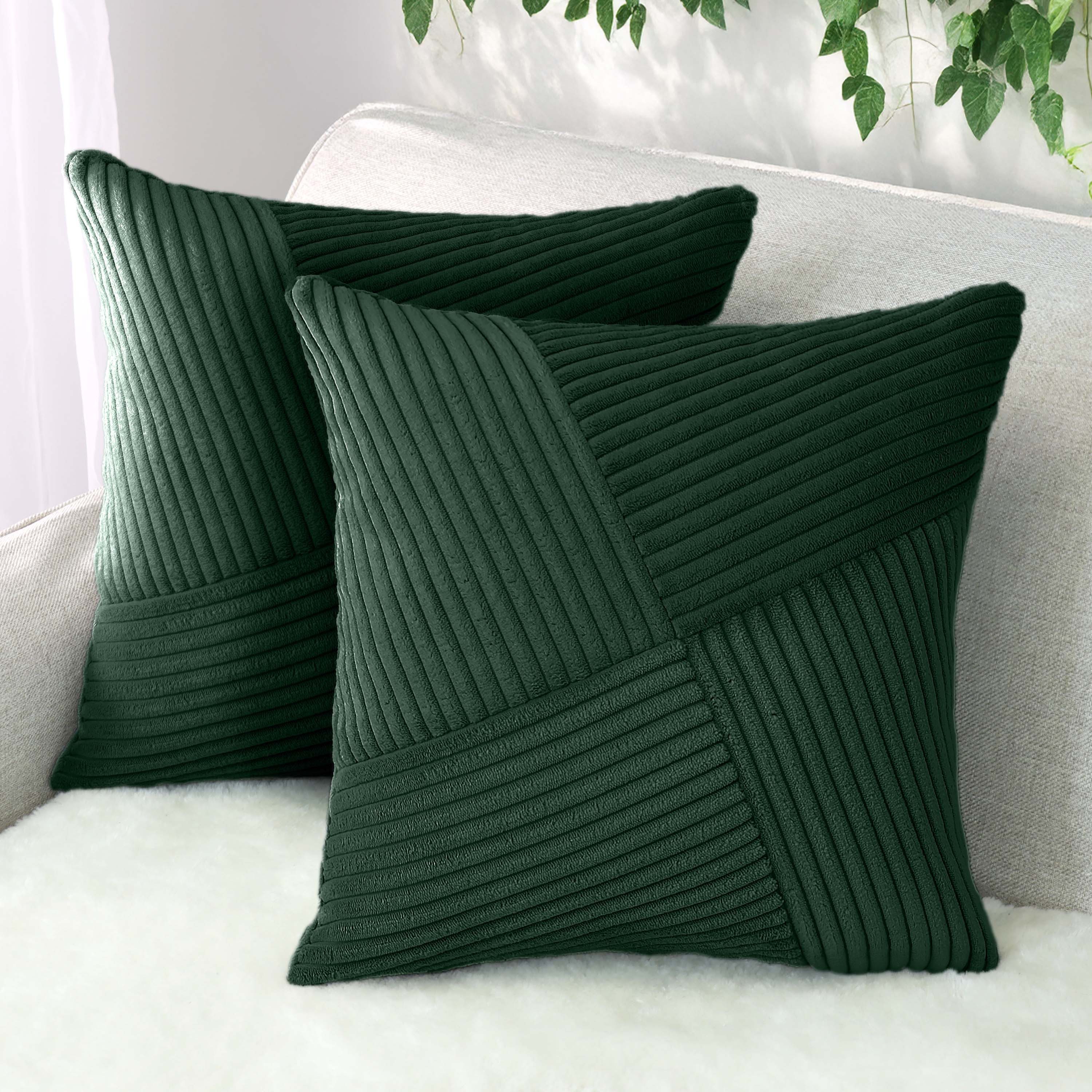 Amilian Dekokissen Sofakissen 40x40 2er Set mit Füllung und Bezug - Cord-Optik, Reißverschluss, formstabil, 2 Stück