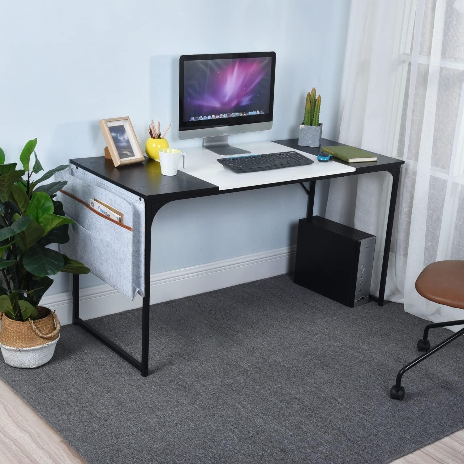 Coonoor Computertisch Mit Laptoptisch, Aufbewahrungstasche 140 Schreibtisch, Aufbau, Bürotisch, cm, einfacher