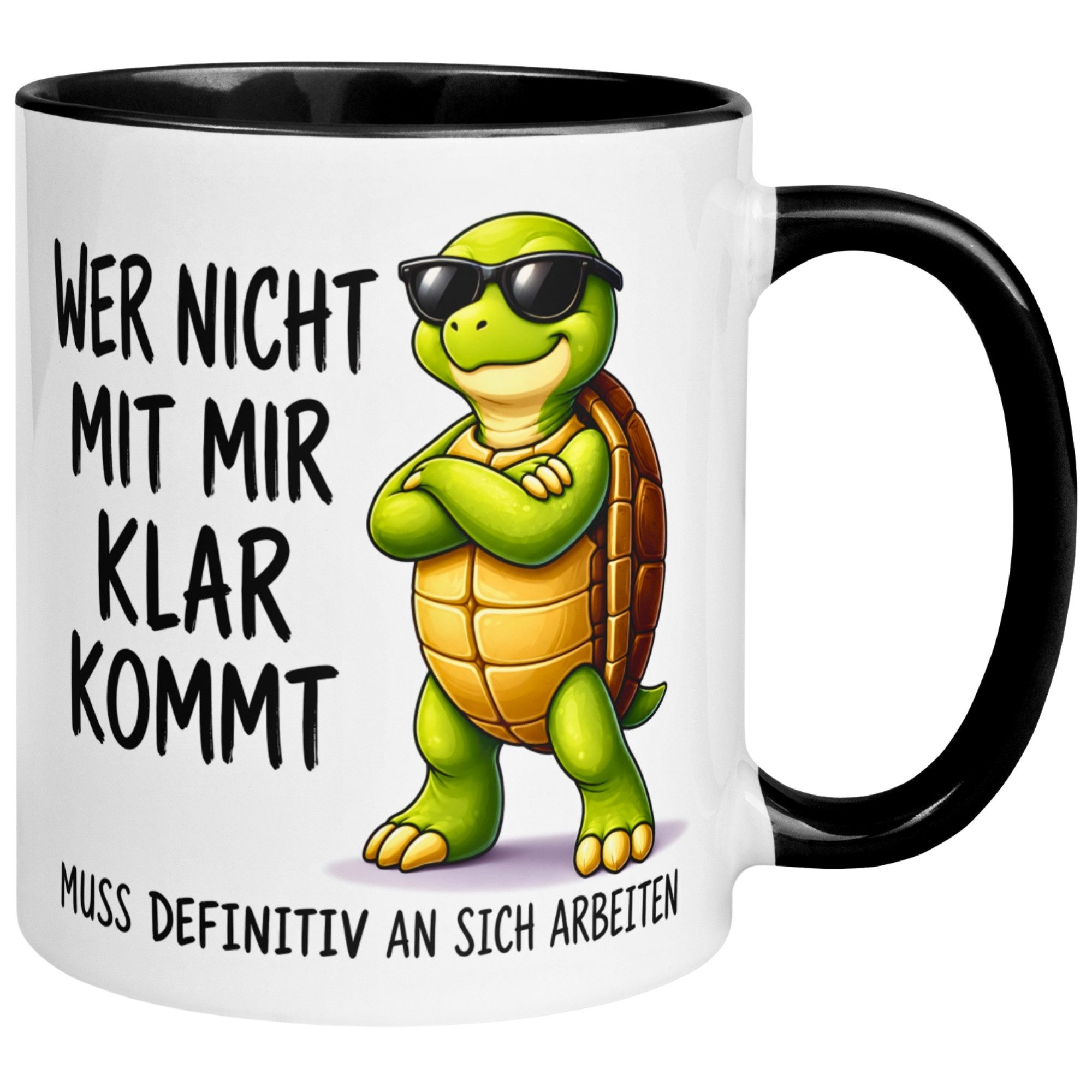 Momentals Tasse Schildkröte – „Wer nicht mit mir klar kommt“ – Schildkröten Geschenk, Gratis Versand · Links-&Rechtshänder · Spülmaschinenfest