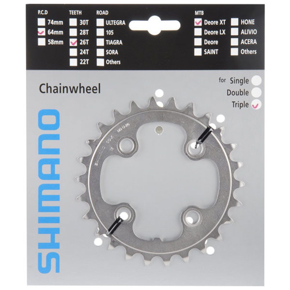 Shimano Fahrradkette SHIMANO Kettenblätter DEORE XT FC-M780 26 Zähne 64mm Aluminium silber