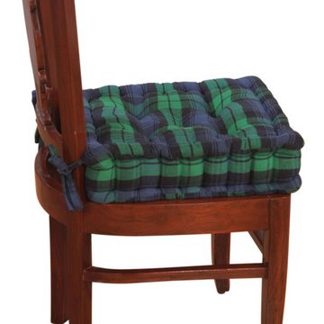 Homescapes Sitzkissen Schottenkaro Stuhlkissen blau-grün – Sitzerhöhung 40 x 40 x 10 cm