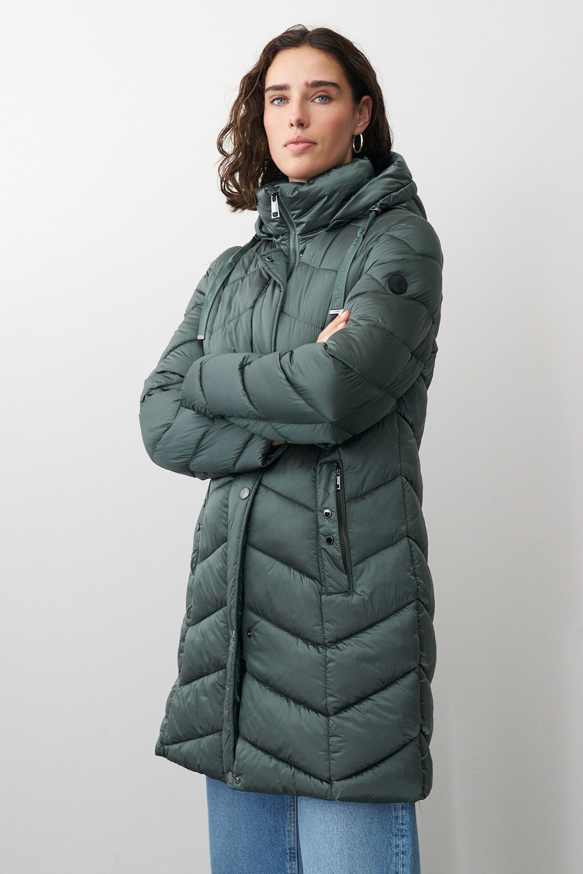 Barbara Lebek Steppmantel Wintermantel oder Damenmantel mit abnehmbarer Kap günstig online kaufen