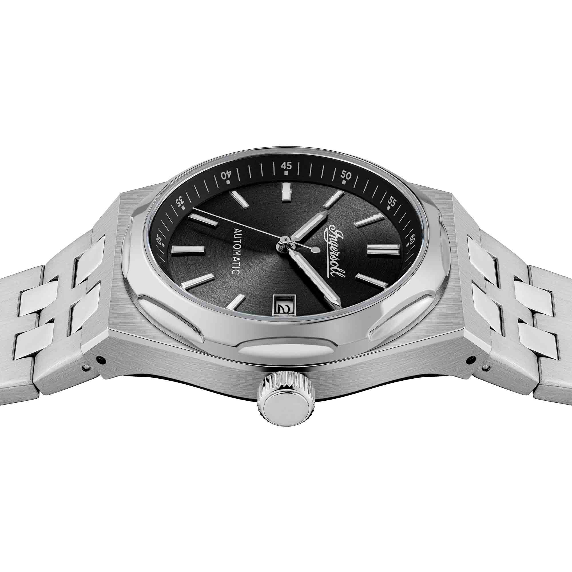 Ingersoll Automatikuhr The Rider I16801, Armbanduhr, Herrenuhr, Mechanische Uhr, Edelstahlarmband, analog