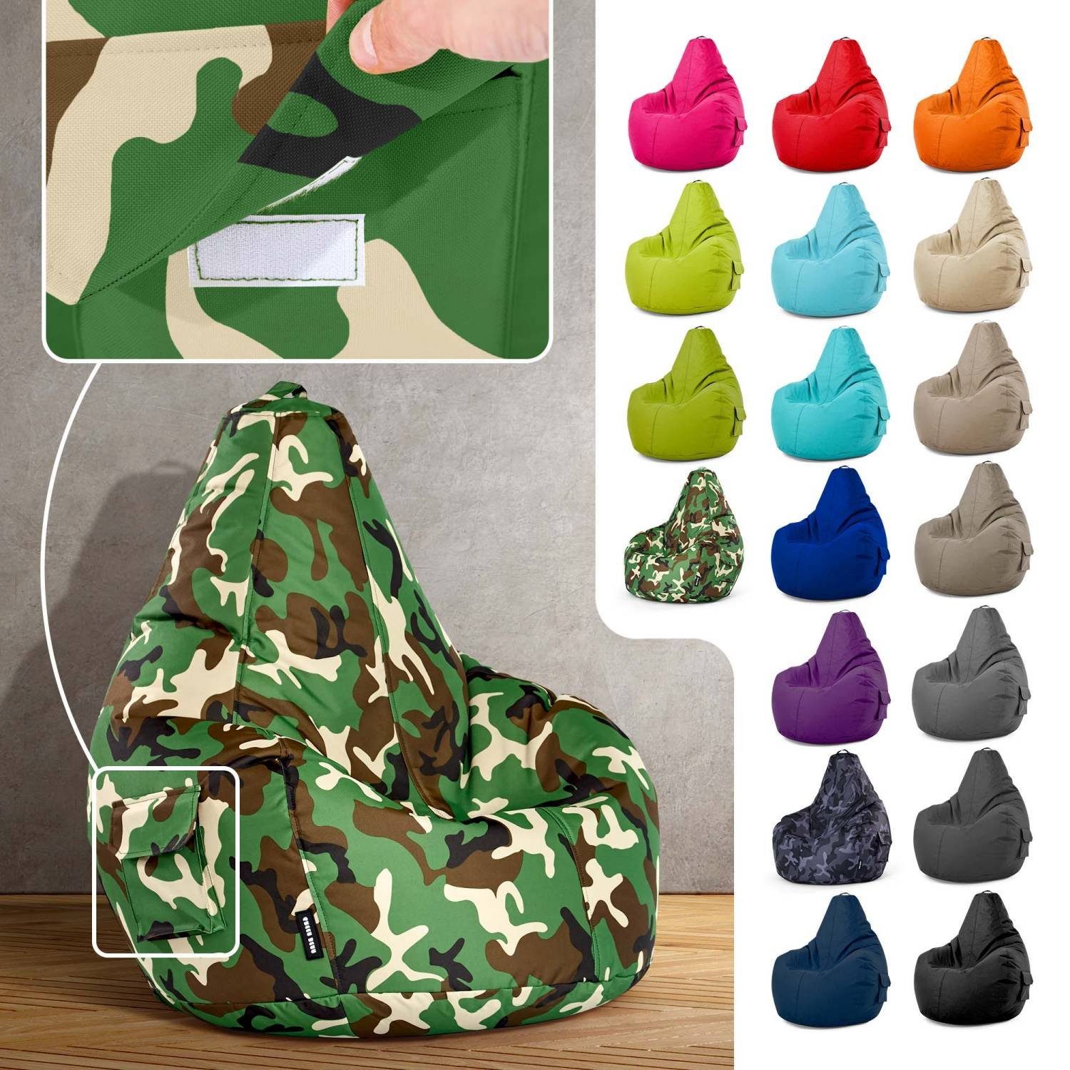 Green Bean Sitzsack Cozy (Sitzsack mit Rückenlehne 80x70x90cm - Gaming Chai günstig online kaufen