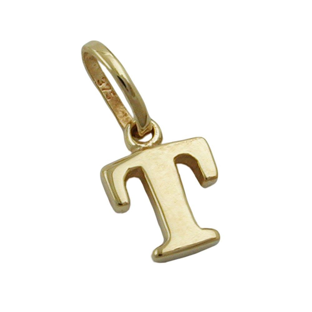Kettenanhänger Anhänger Buchstabe " T " aus 375 Gelbgold