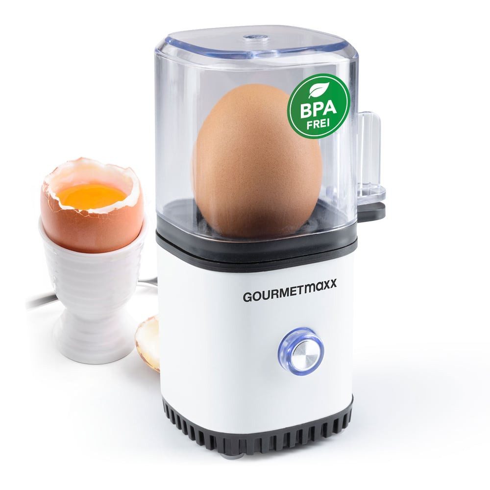 GOURMETmaxx Eierkocher Eierkocher für 1 Ei 70W weiß, 70 W, mit Messbecher mit Eierstecher