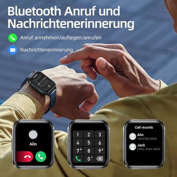 Gardien Smartwatch (1,83 Zoll, iOS Android), mit Telefonfunktion Fitness Armbanduhr 100+ Sportmodi Pulsuhr Stoppuhr