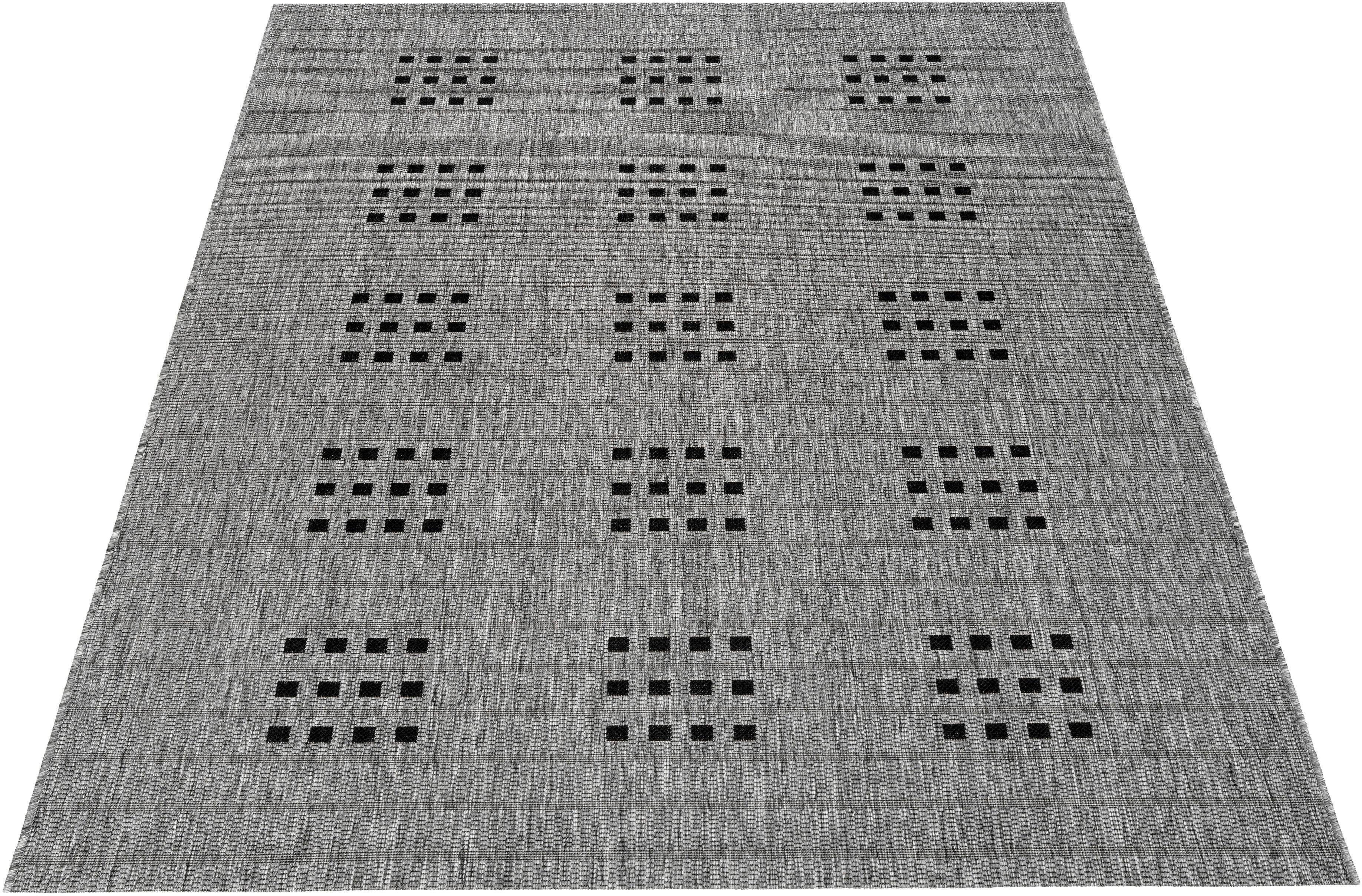 Teppich Farum, Bruno Banani, rechteckig, Höhe: 5 mm, In- und Outdoor-Teppich, Wetterfest & UV-beständig, besonders flach silberfarben
