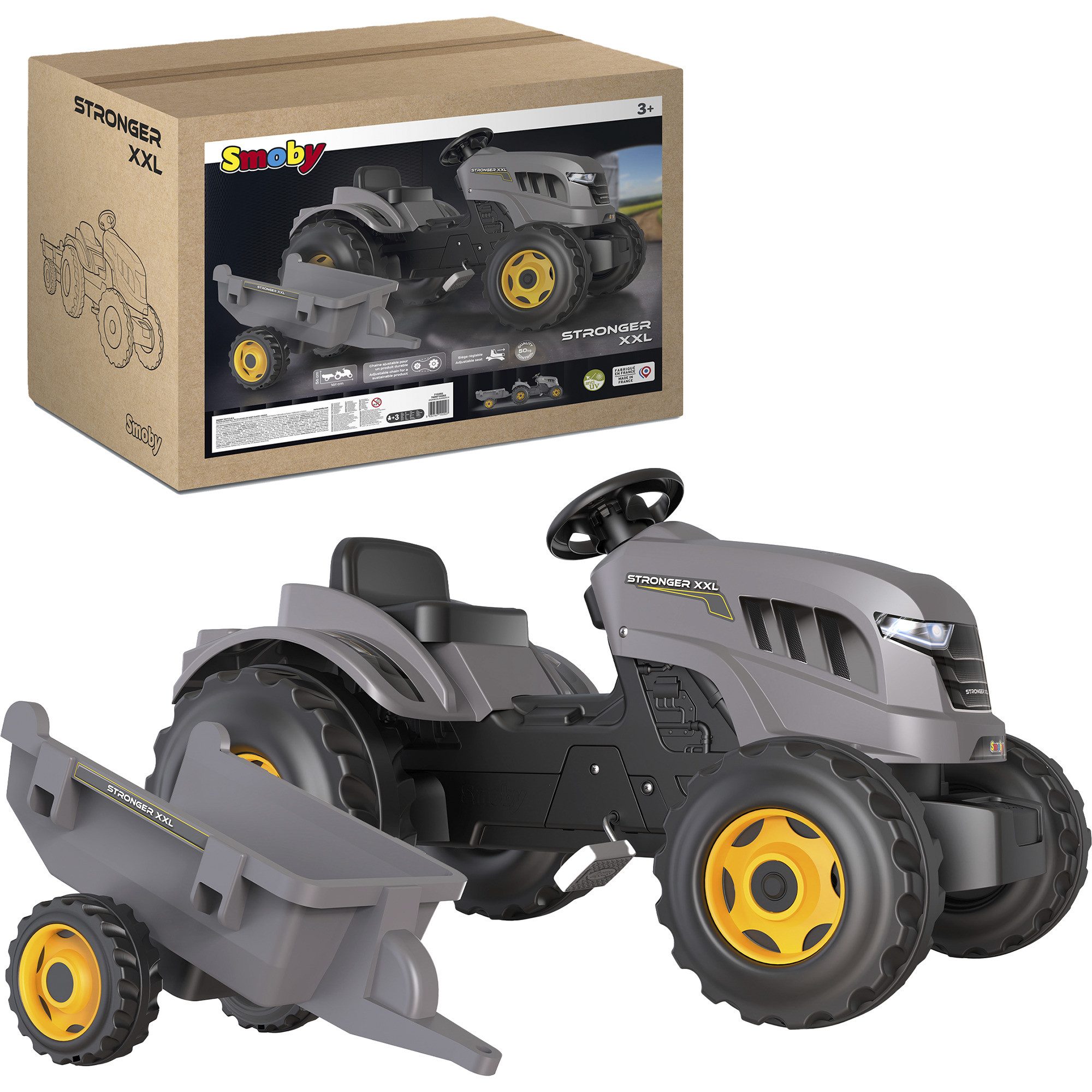 Smoby Tretfahrzeug Smoby Traktor Stronger XXL mit Anhänger